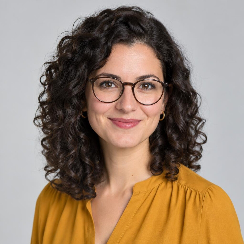 Studio portrait of a Swiss woman documentary director