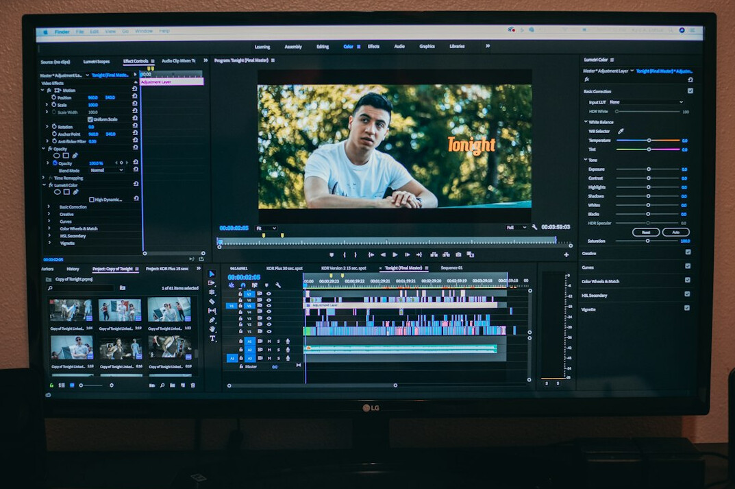 cinematic video editing session