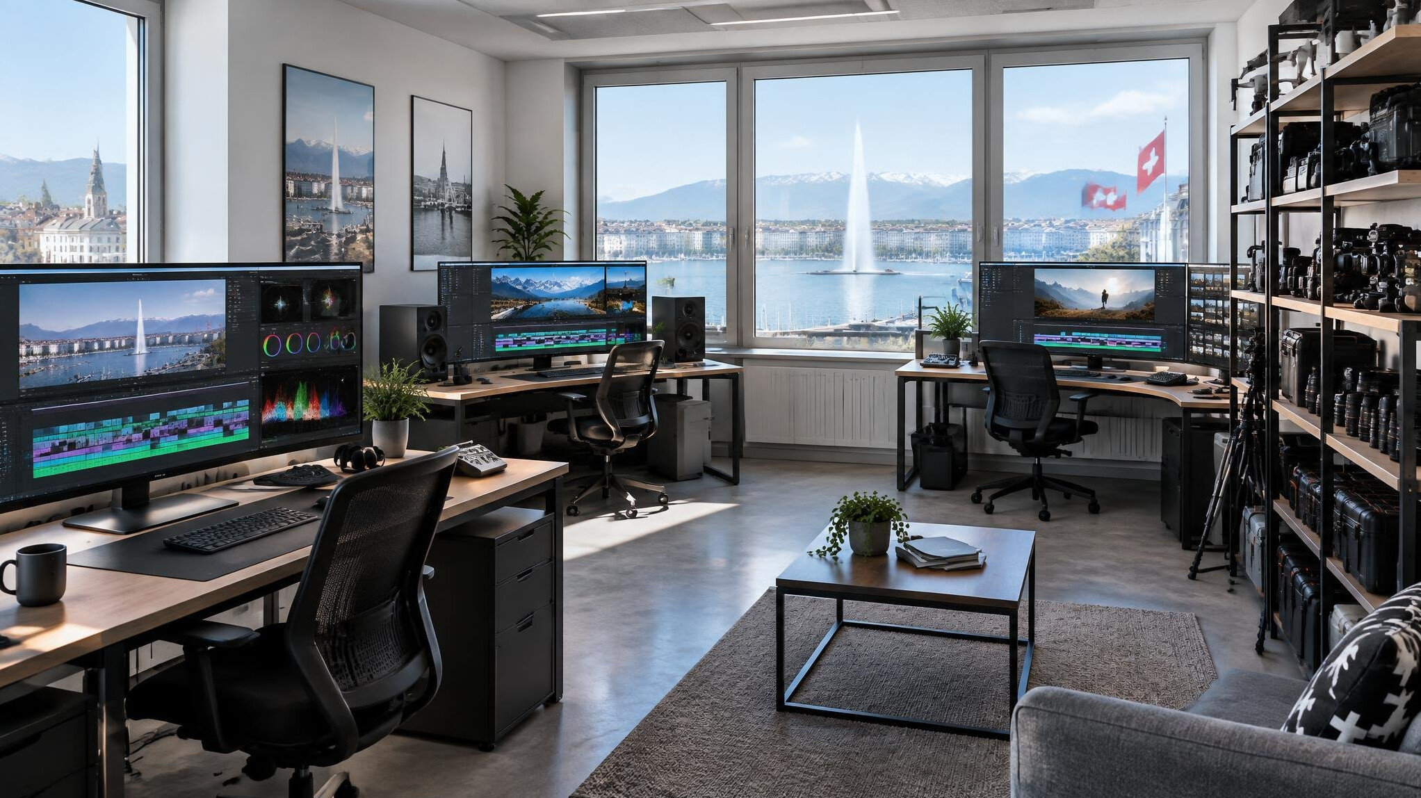 Independent video production studio in Geneva with editing bays