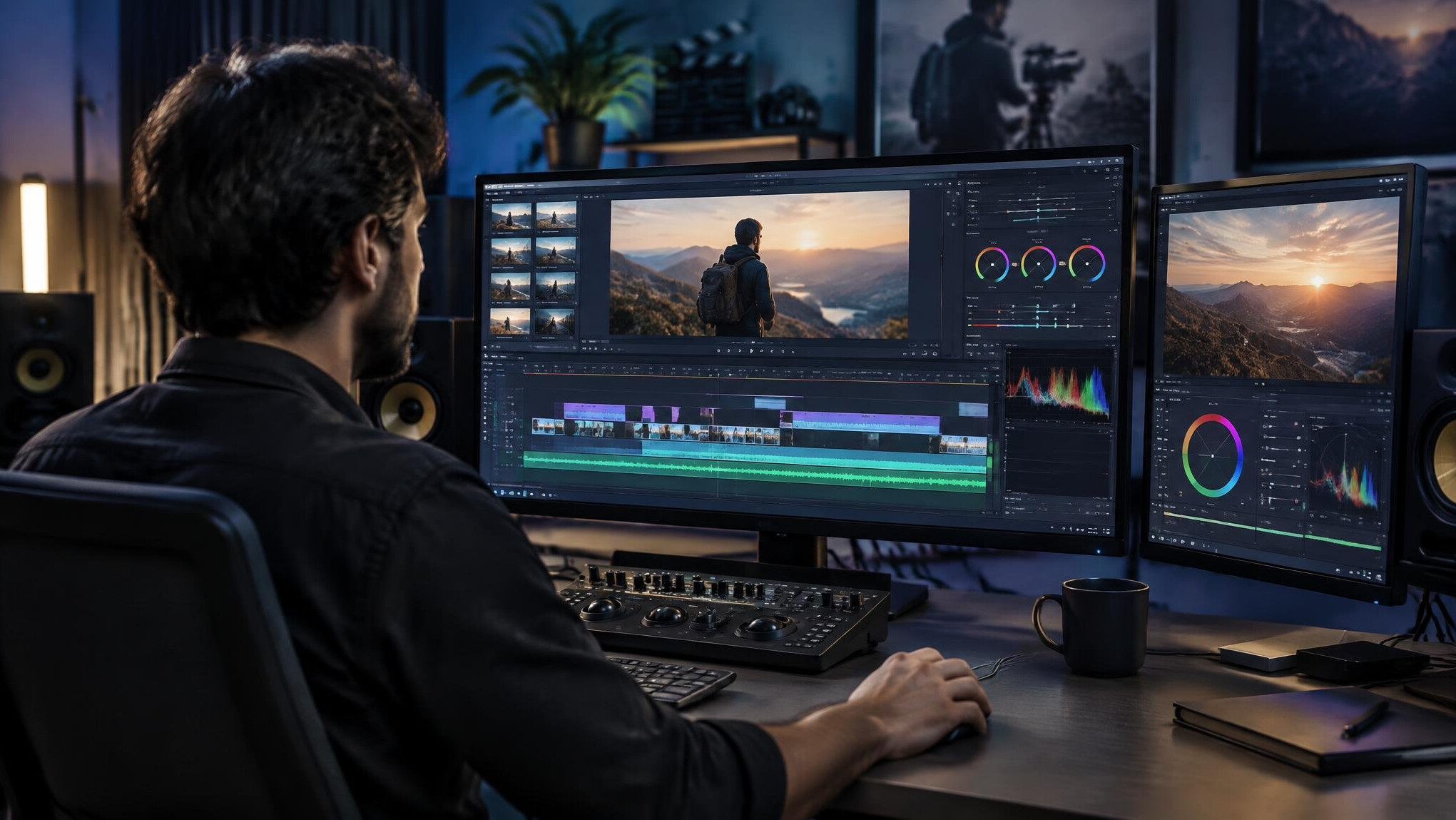 video editor at computer